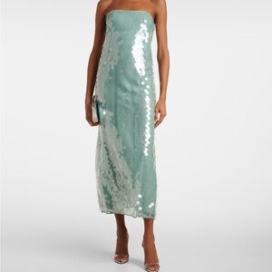 STAUD Strapless Sequin Dress in Mist